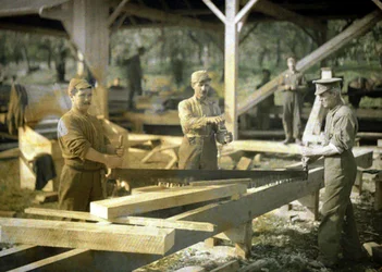 Canadian Soldiers Working in a Sawmill, Quesmy, Oise, France